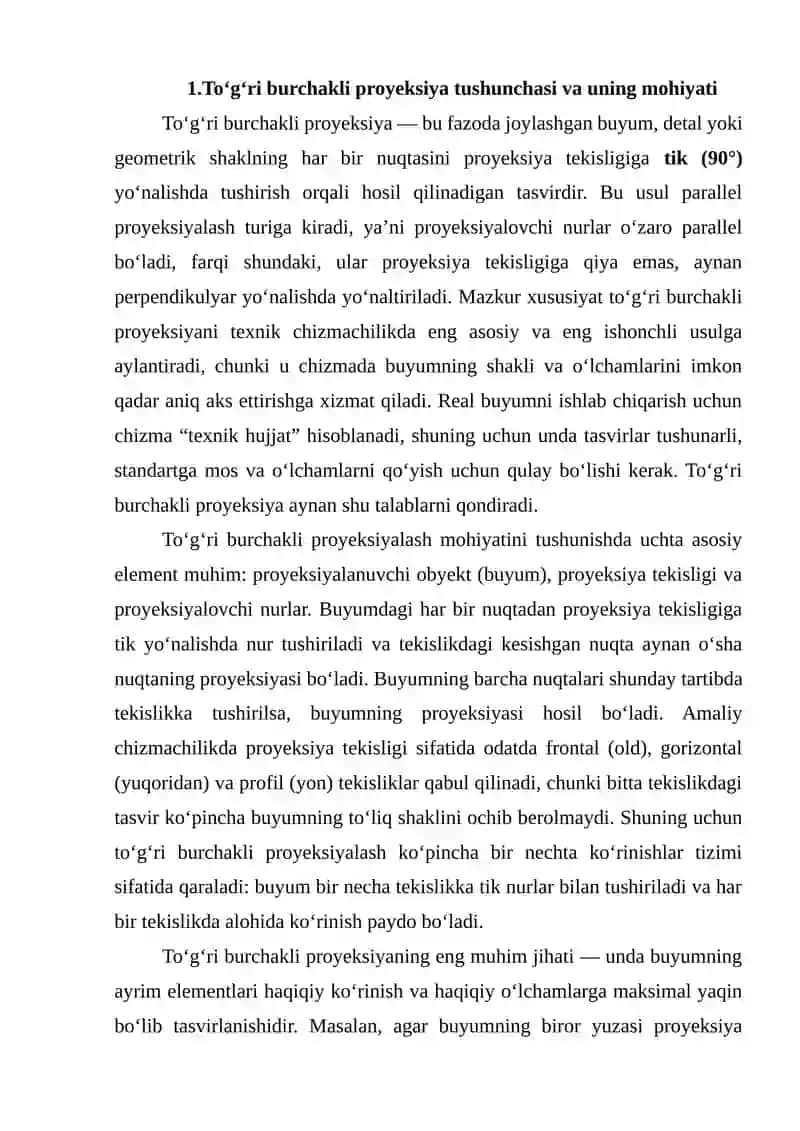 To‘g‘ri burchakli proyeksiyalar 2