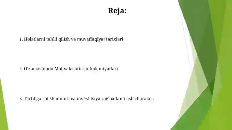 O'zbekistonda biznes loyihalarni moliyalashtirish 2
