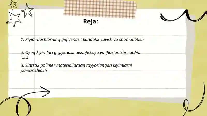 Kiyim-boshlar va oyoq kiyimlar gigiyenasi 2