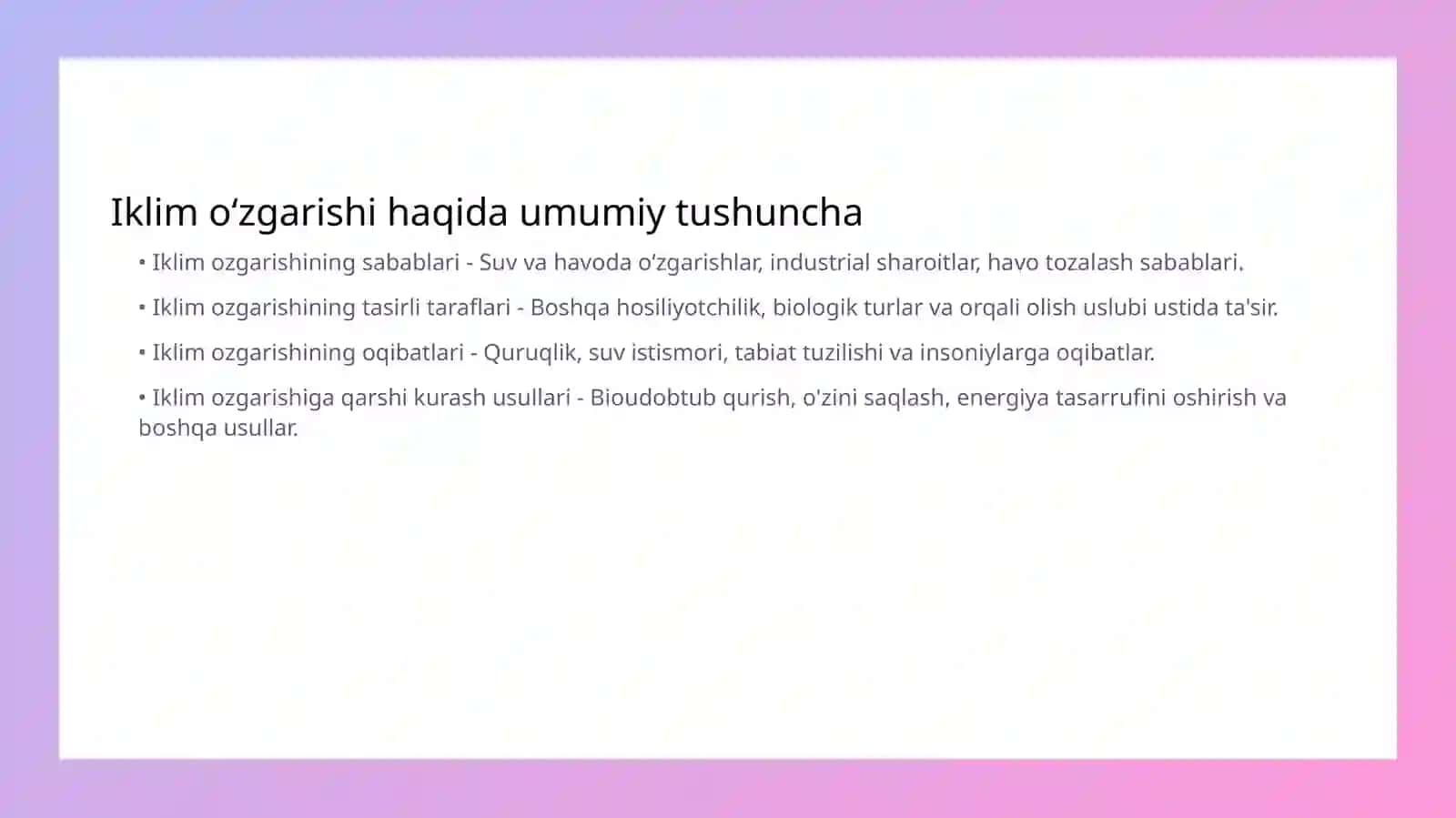 Iqlim oʻzgarishi va tibbiy geografik muammolar 2