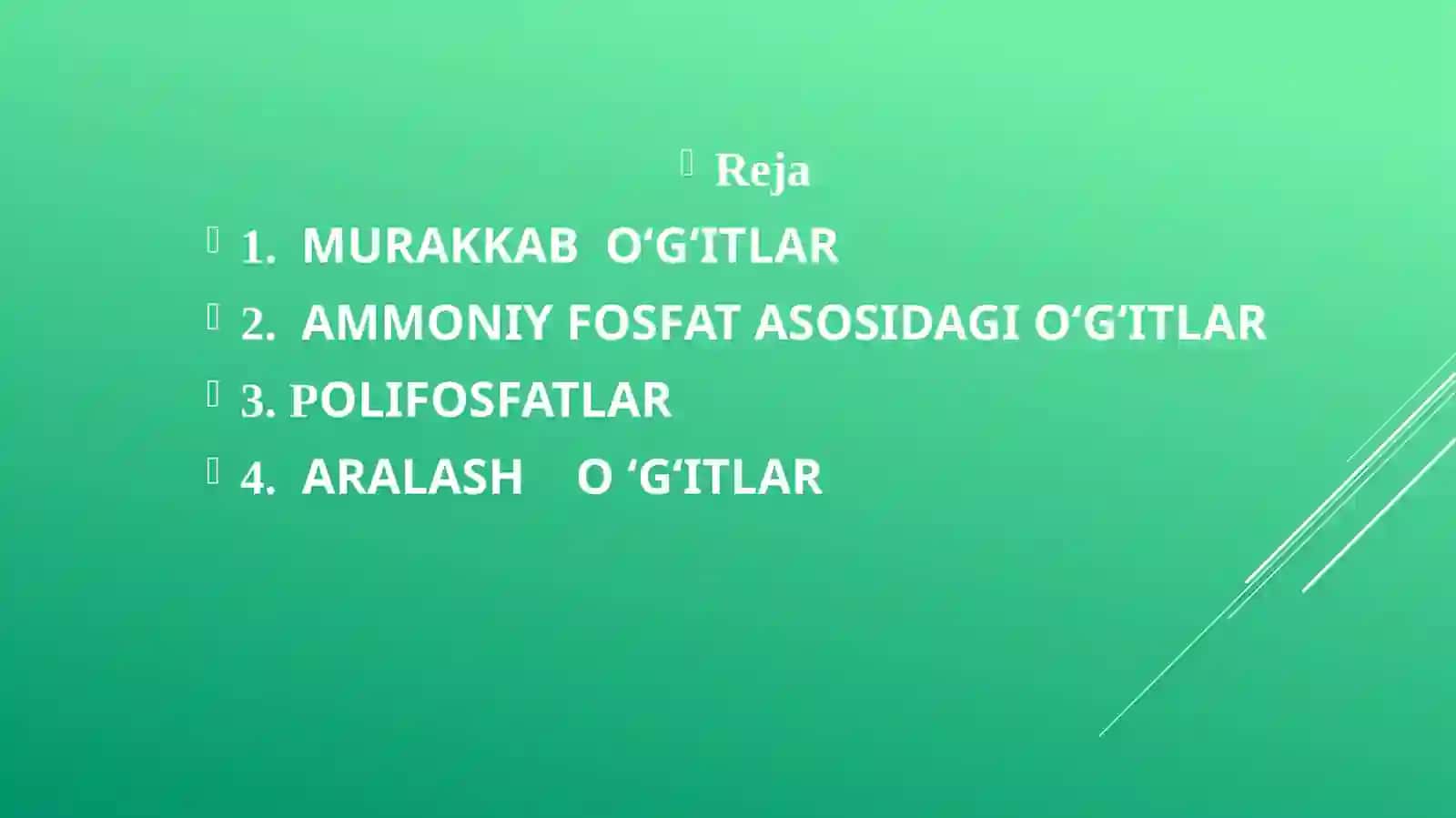 KOMPLEKS O‘G‘ITLAR 2