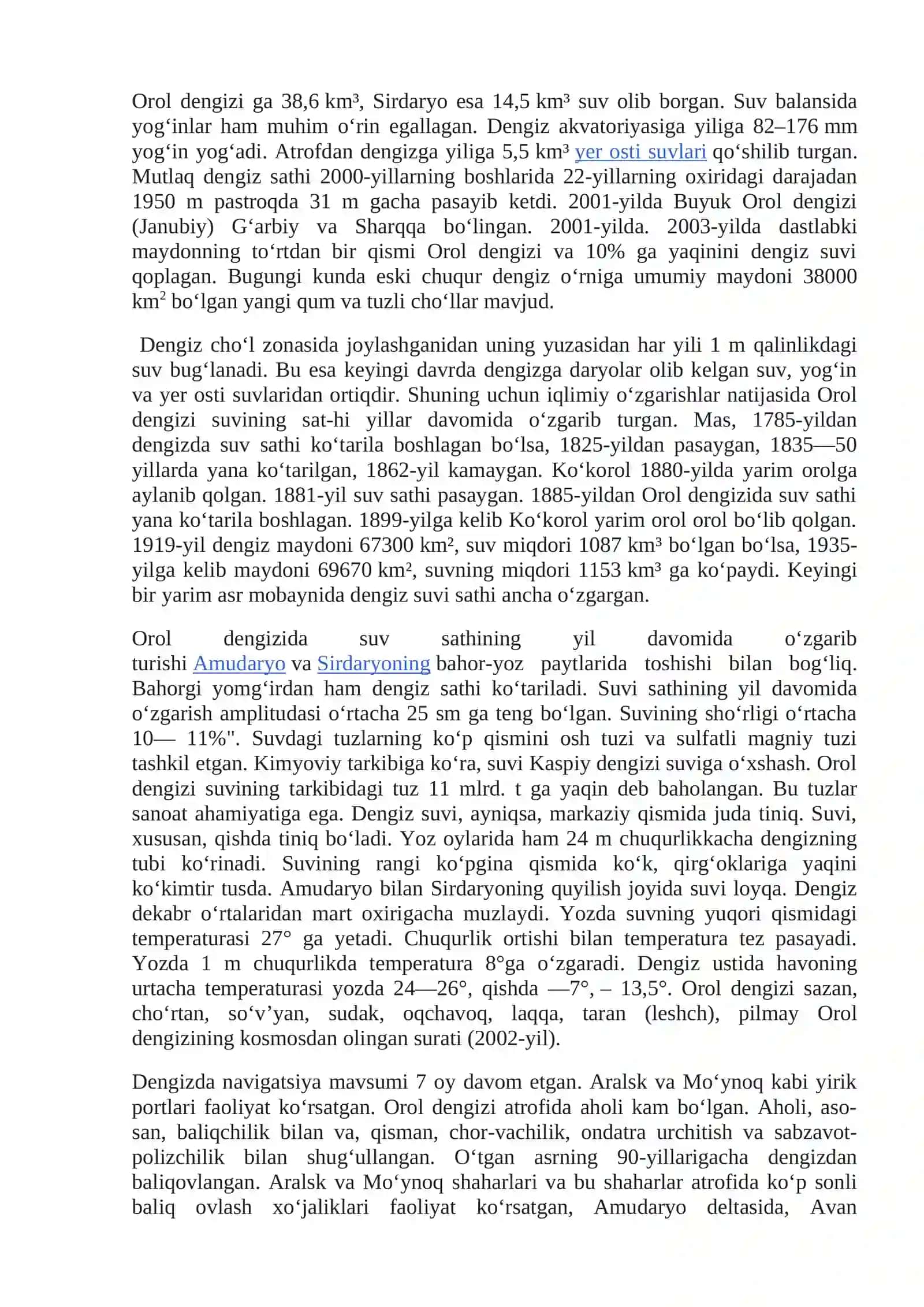 Orol dengizi va Orolbo‘yi hududining ekologik muammolari 2