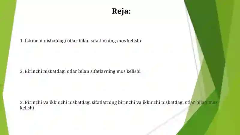 1,2 Turlanishdagi sifatlarning 1,2 turdagi otlar bilan moslashishi 2