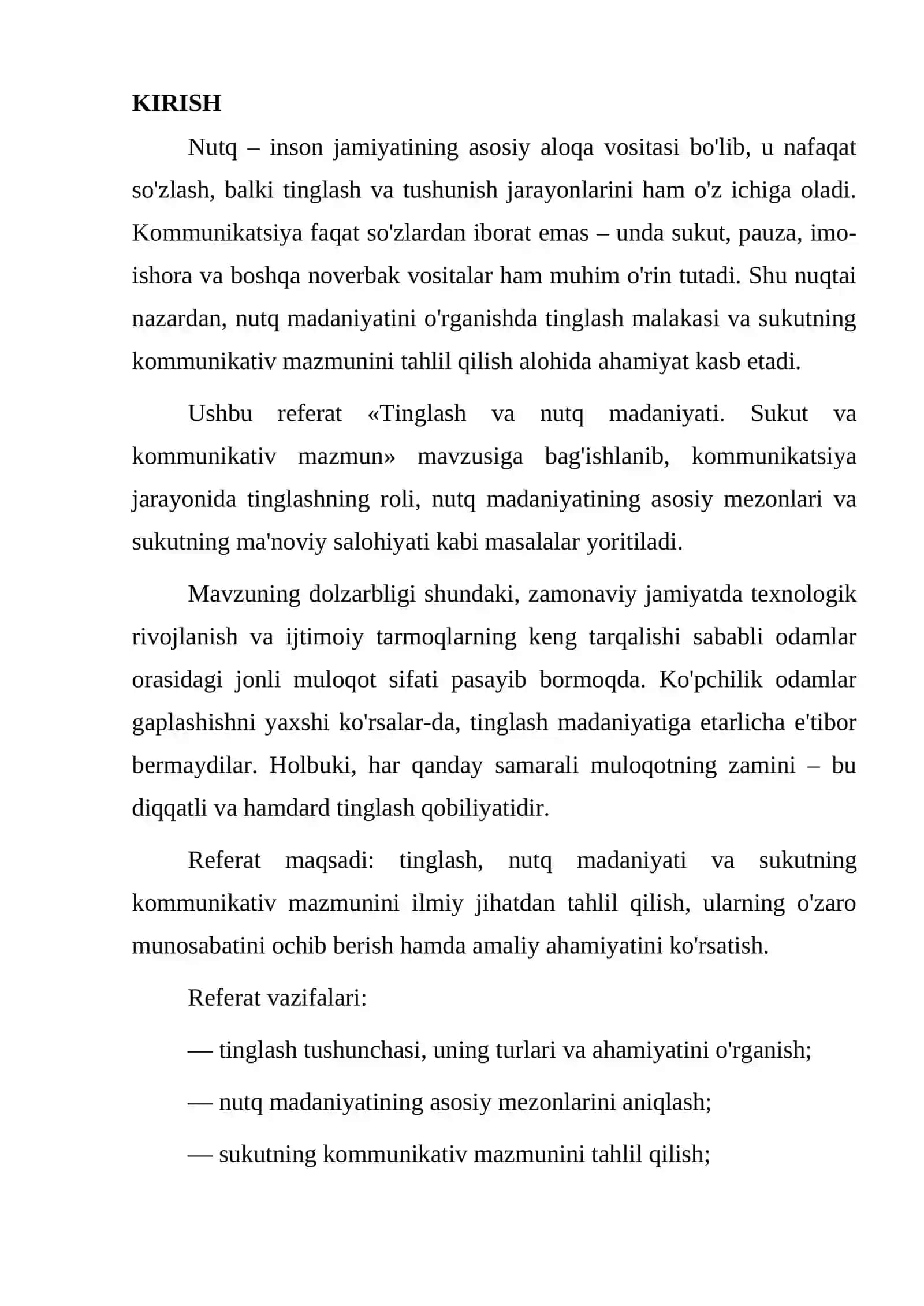 TINGLASH VA NUTQ MADANIYATI. SUKUT VA KOMMUNIKATIV MAZMUN 2