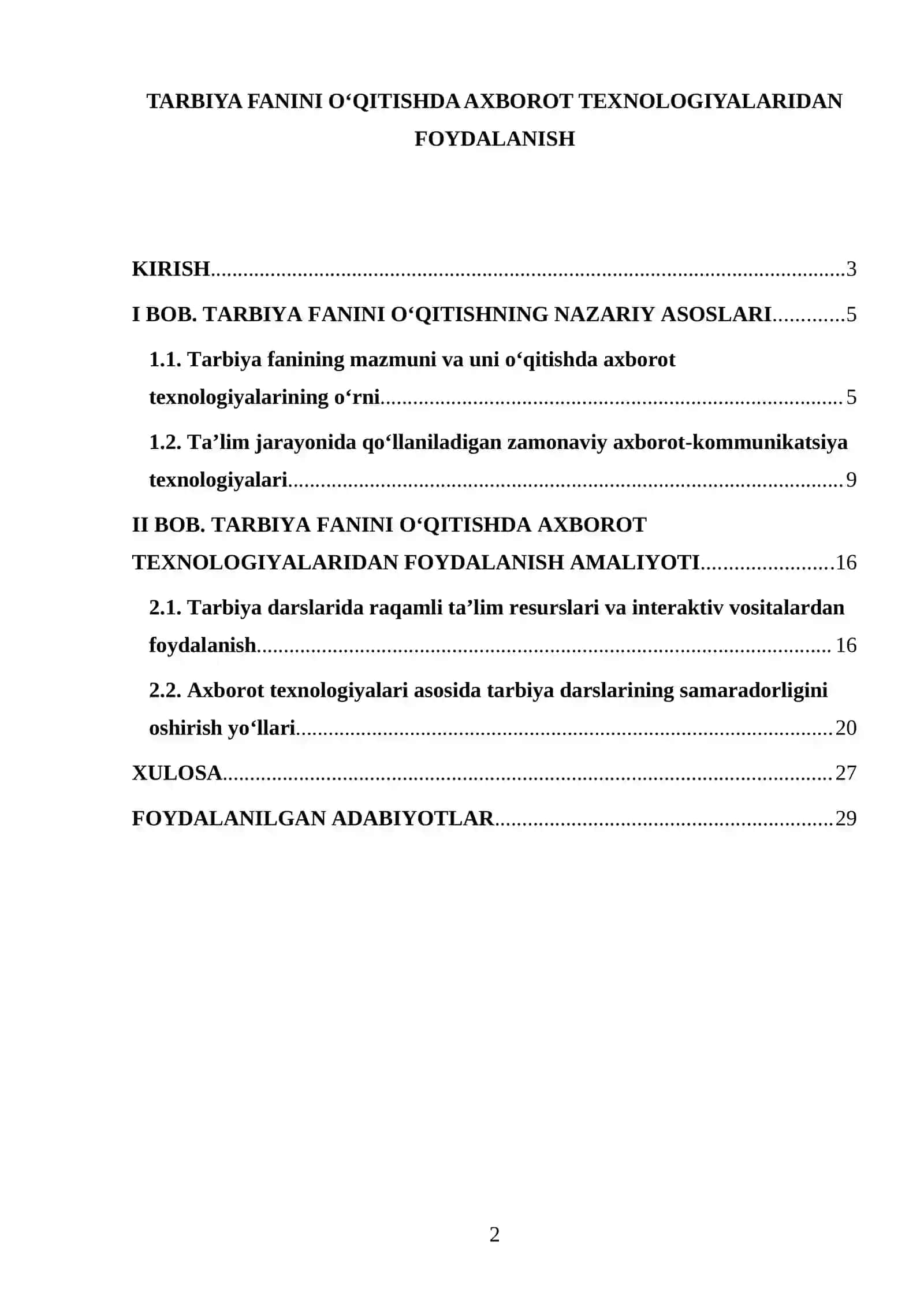 TARBIYA FANINI O‘QITISHDA AXBOROT TEXNOLOGIYALARIDAN FOYDALANISH 2