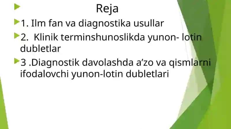 Ilmnifannii fodalovchi diagnostika usullarini davolash kasalliklarni fodalovchi yunon-lotin dubletlari 2