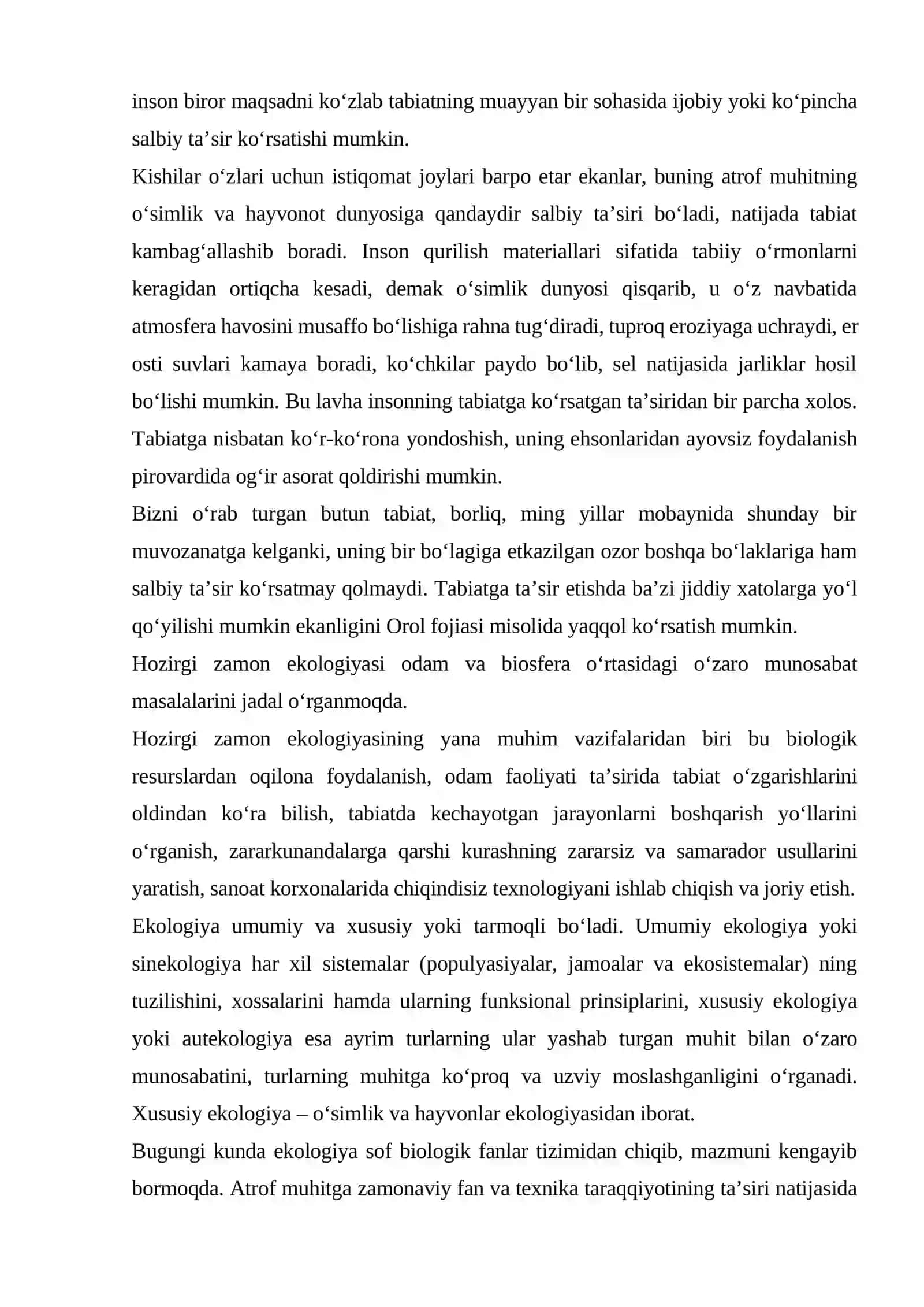 EKOLOGIYA FANINI PREDMETI VA VAZIFALARI 2
