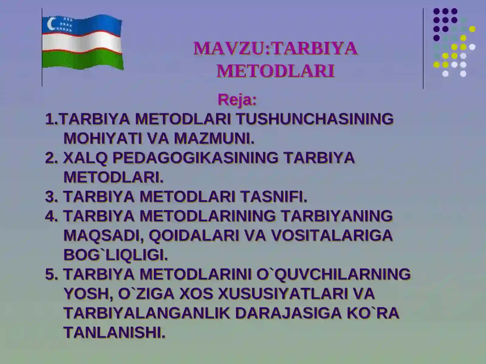 TARBIYA METODLARI 2