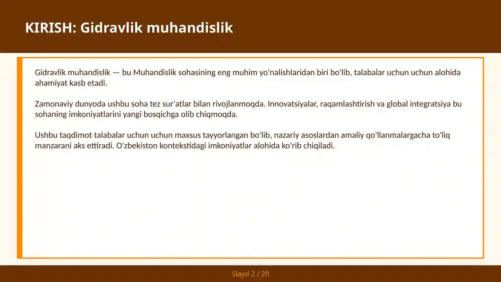 Gidravlik muhandislik 2