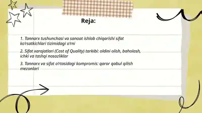 Tannarx tushunchasi va sanoat ishlab chiqarishi sifat ko‘rsatkichlari tizimidagi o‘rni 2