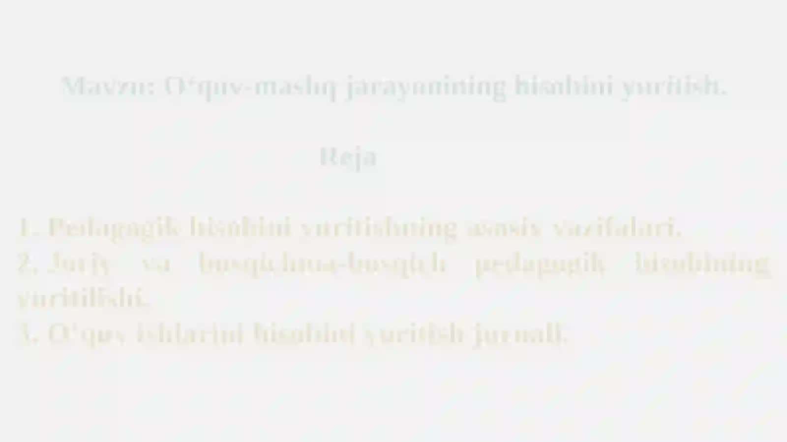 O‘quv-mashq jarayonining hisobini yuritish 2