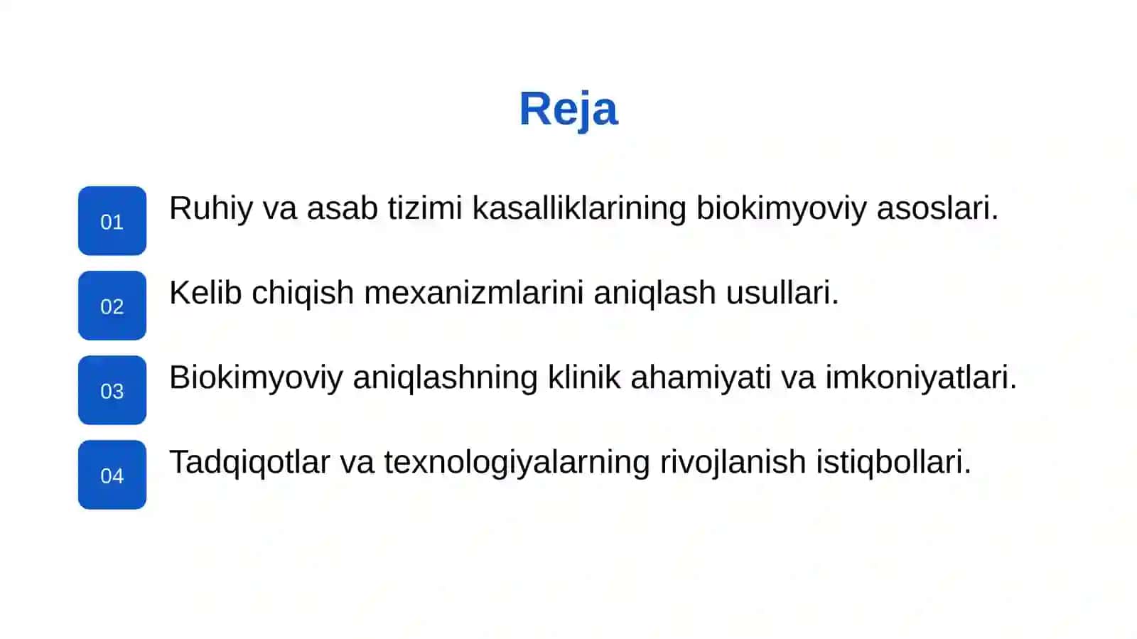 Ruhiy va asab tizimi kasalliklarining kelib chiqish mexanizmlarining biokimyoviy aniqlash yo'llari 2