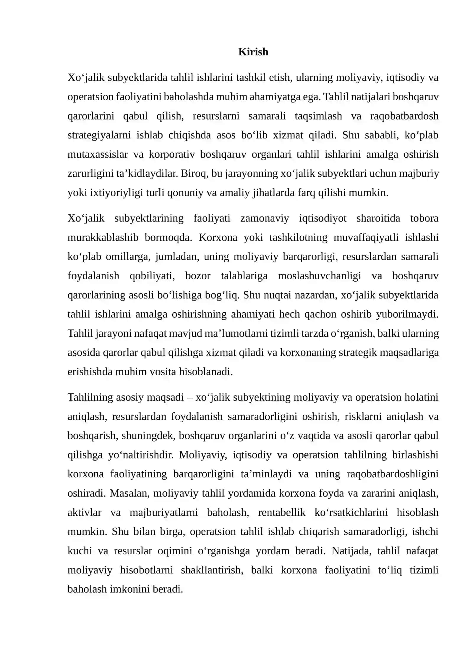 XO‘JALIK SUBYEKTLARIDA TAHLIL ISHLARINI TASHKIL ETISH: MAJBURIYAT YOKI IXTIYORIYLIK? 2