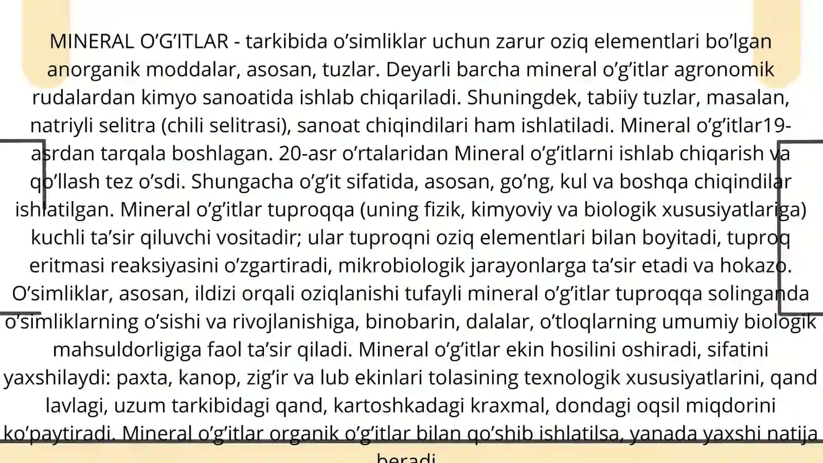 Mineral o’g’itlar hayotidagi ahamiyati 2