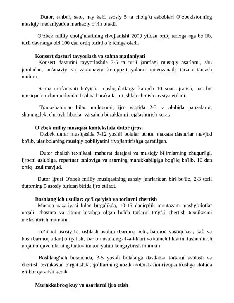 Dutor cholg'usini o'rganishga kirish 2