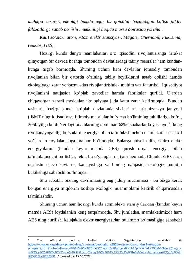 ATOM ENERGIYASIDAN FOYDALANISHDAGI EKOLOGIK XAVFLAR 2