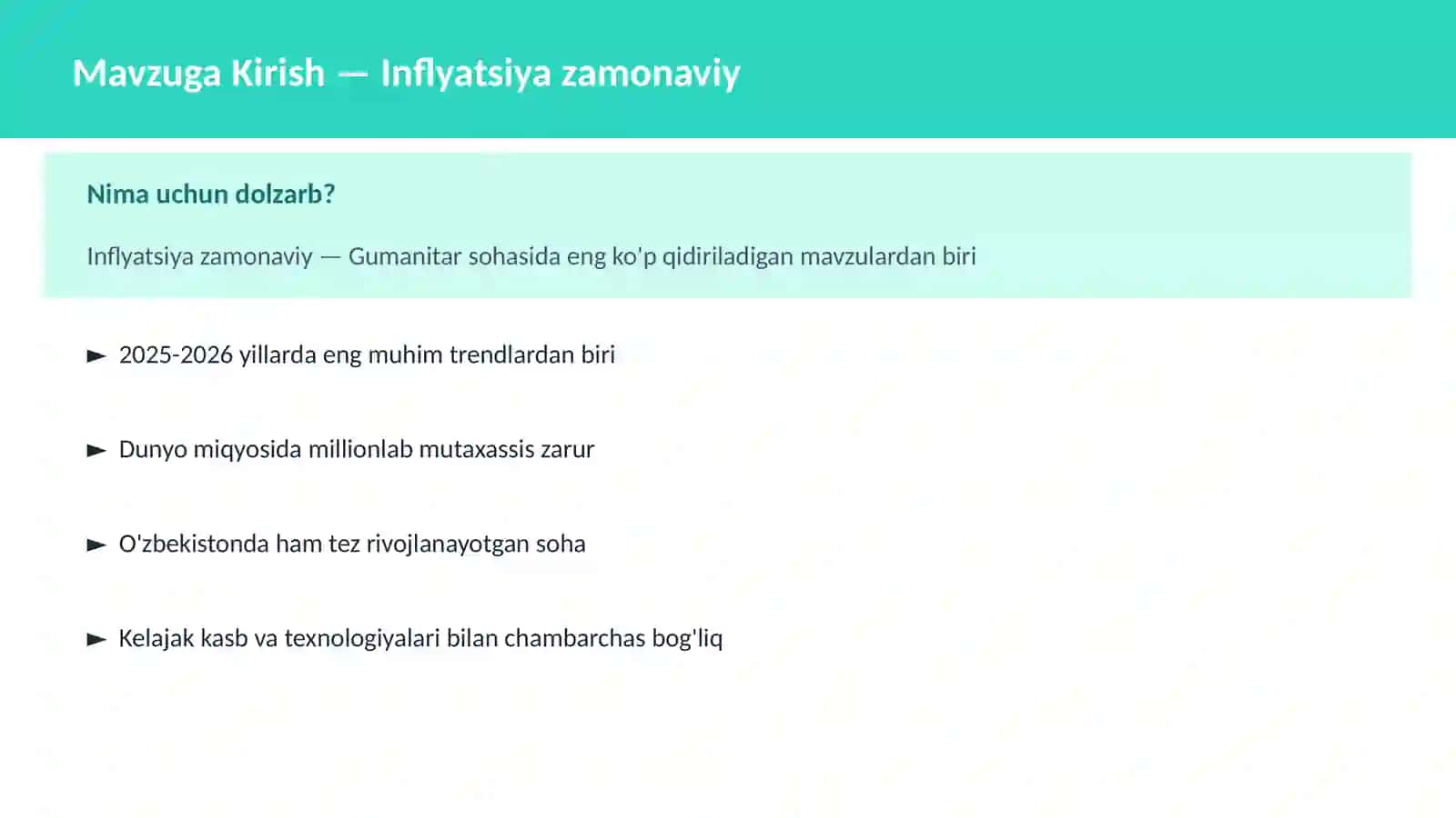 Inflyatsiya zamonaviy 2