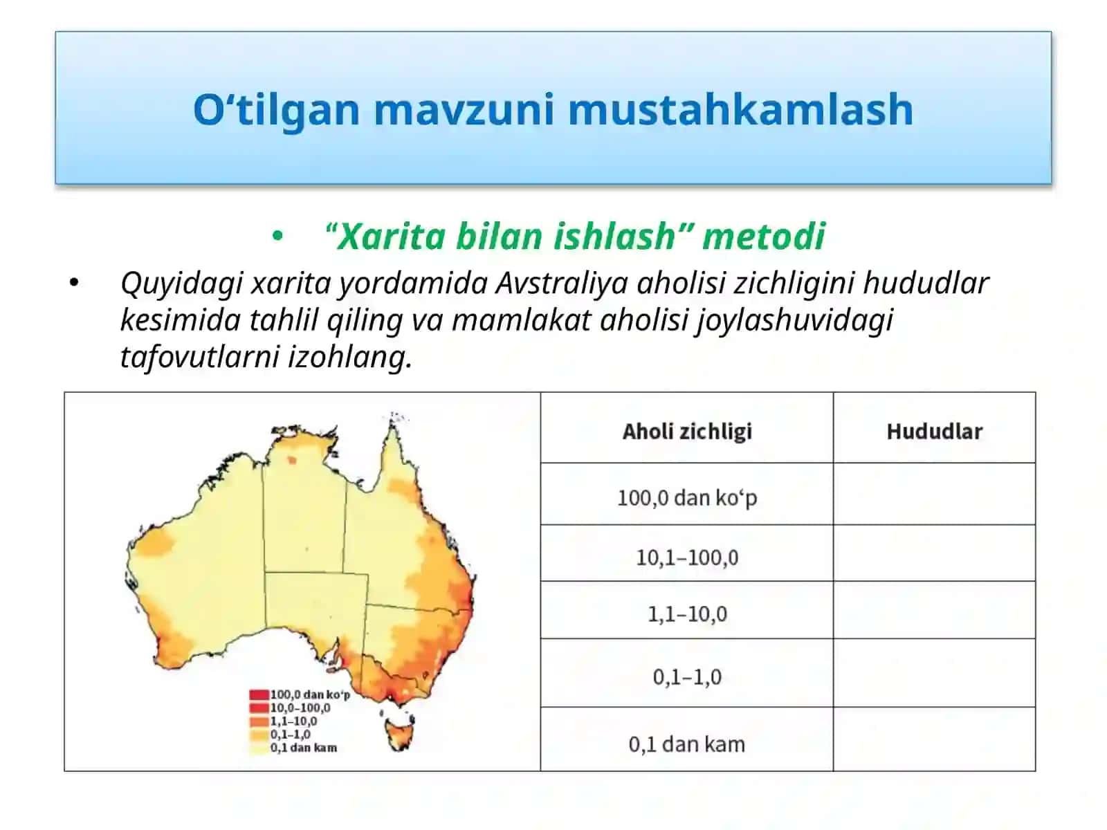 O‘tilgan mavzu: Amerikaning siyosiy xaritasi 2