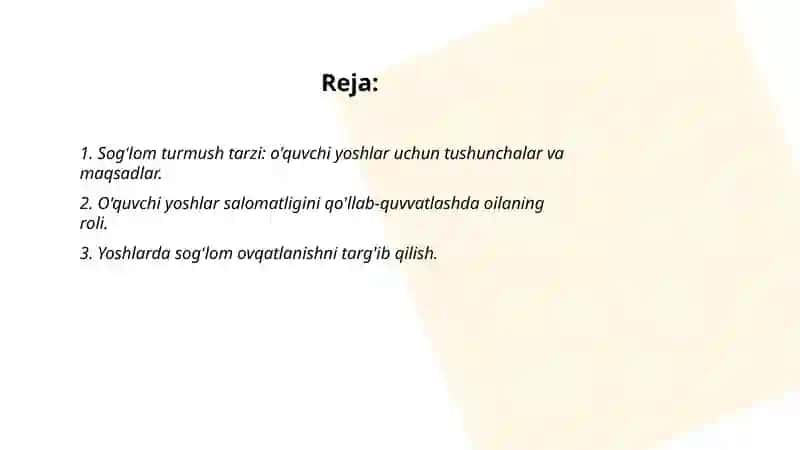 O'quvchi yoshlar o'rtasida sog'lom turmush tarzini shakllantirish - ijtimoyi pedagogik muammo sifatida. 2