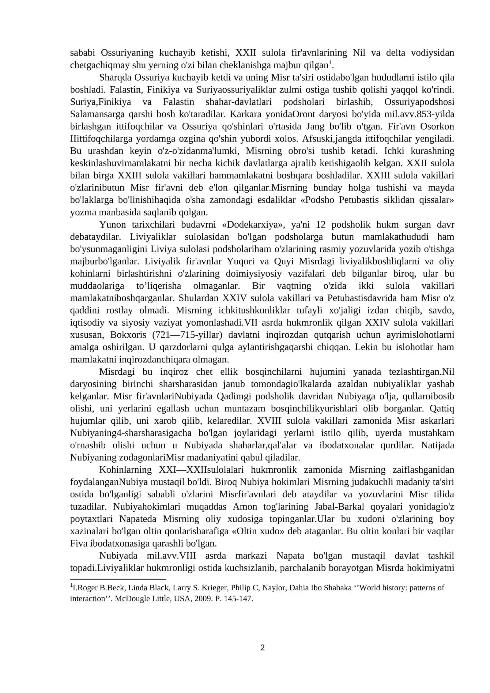 So’nggi podsholik davrida Misr davlatining ichki va tashiqi siyosati 2