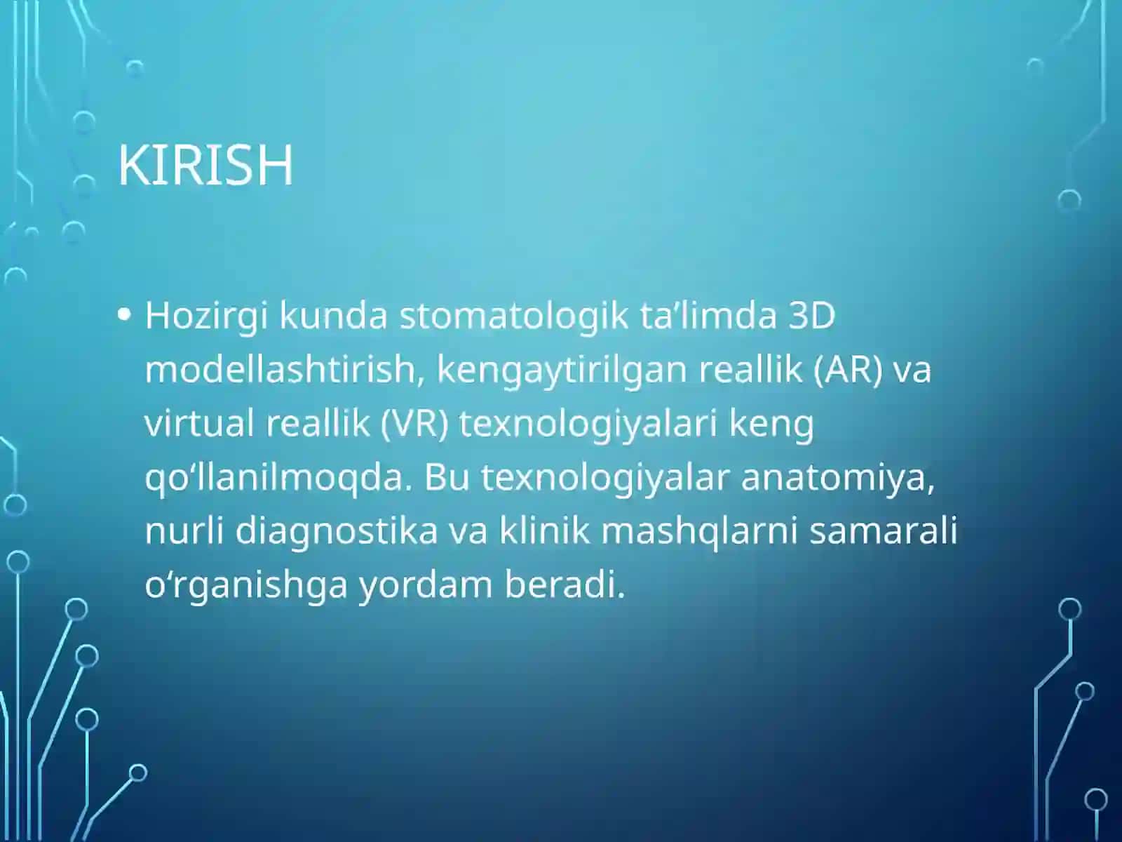 Stomatologiyada 3D Modellashtirish AR/VR Tadqiqotlar 2