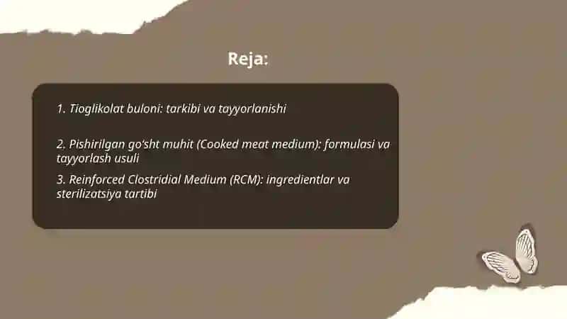 Anaerob mikroblarni oʻstirish uchun oziq muhitlar 2