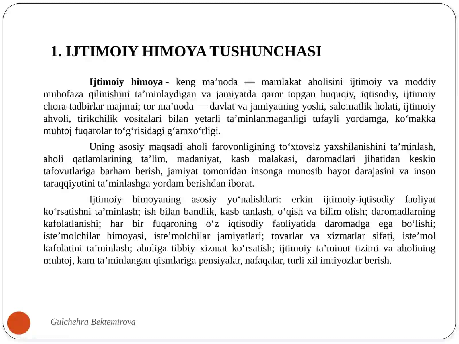 “IJTIMOIY HIMOYA YILI” DAVLAT DASTURINING NAZARIY VA AMALIY JIHATLARI 2