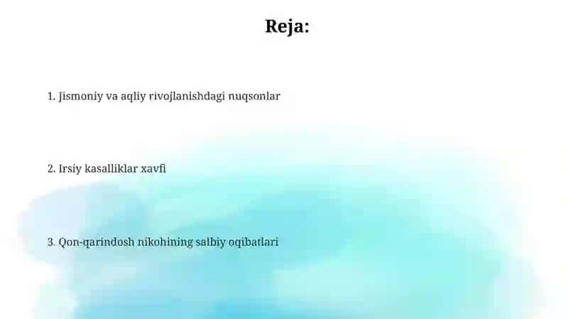 Qarindoshlik juvftlashning zararil oqibatlari 2