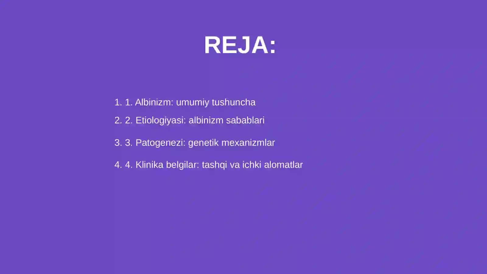 Albinizm.Etiopatogenezi,klinikasi,davolash va profilaktikasi 2