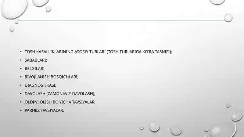 Toshkasalliklarining asosiy turkumlari 2
