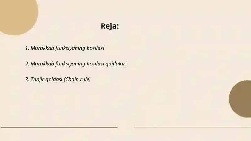 Murakkab funksiyaning hosilasi 2