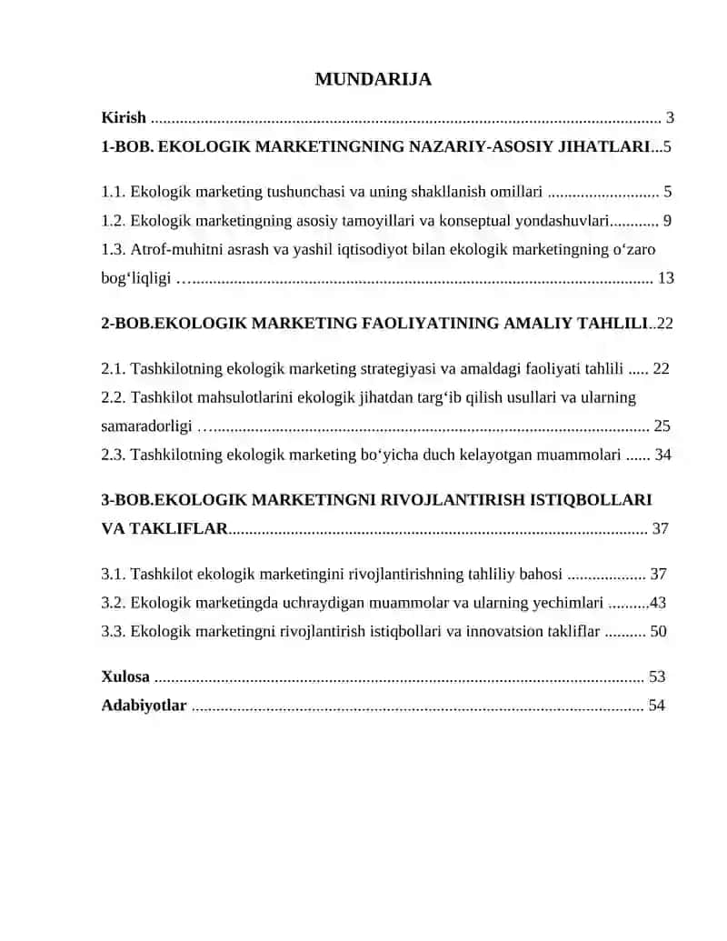Ekologik marketing: muammolar va rivojlanish istiqbollari (muayyan tashkilot misolida) 2