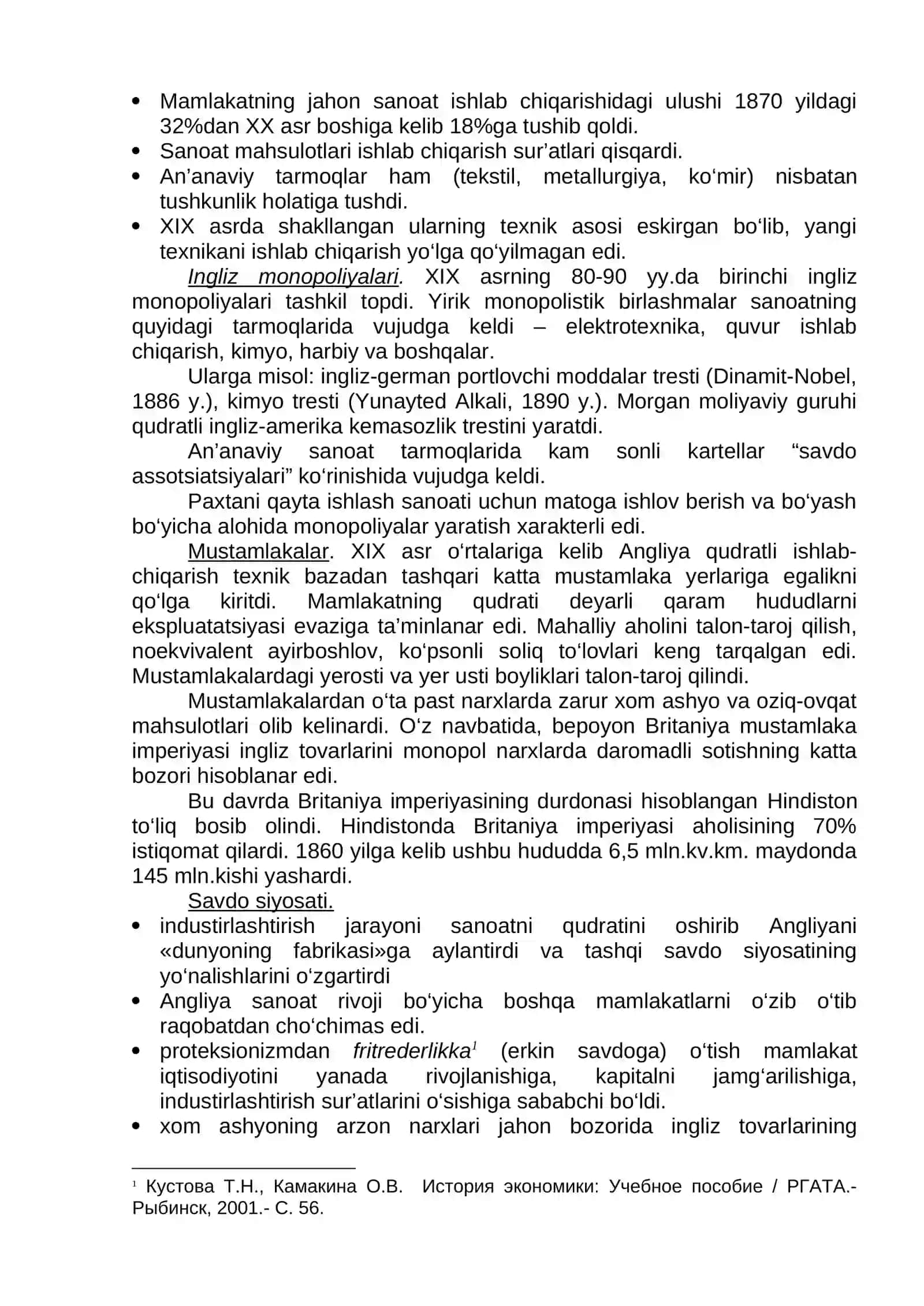 INDUSTRIAL SIVILIZATSIYANING SHAKLLANISHI DAVRIDA YEVROPANING IQTISODIY TARAQQIYOTI (XIX asr) 2