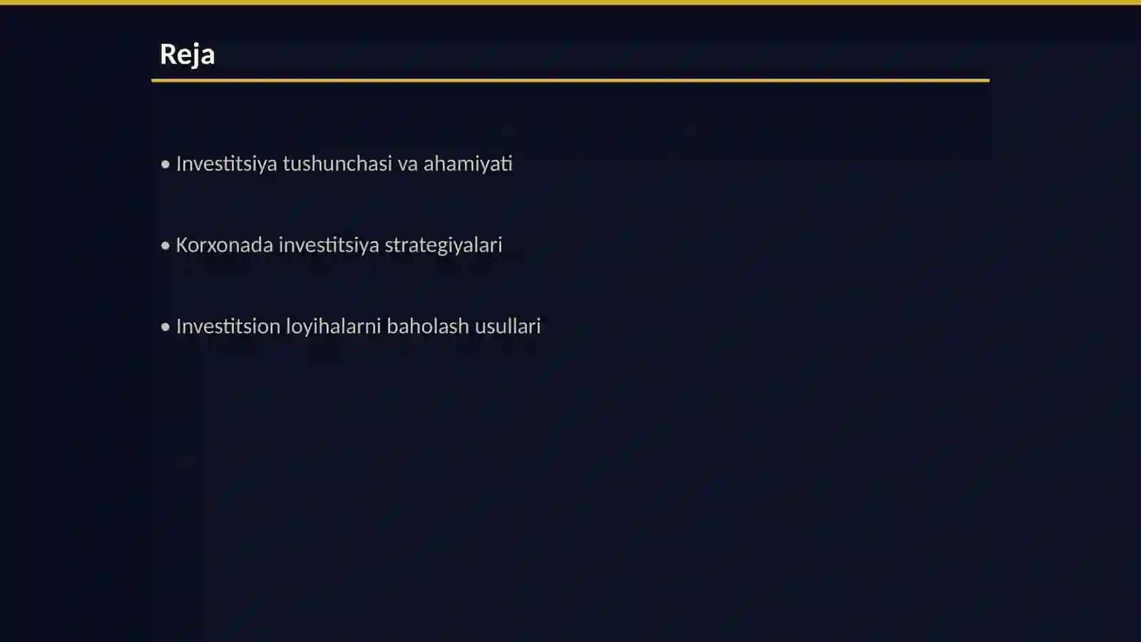 Korxonananing investitsion faoliyati 2