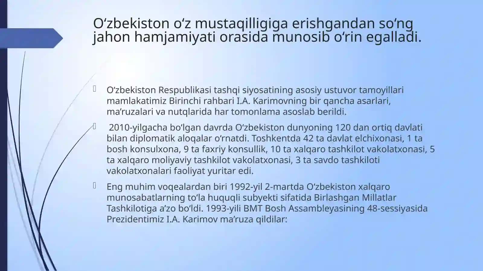 O‘zbekiston Respublikasining BMT islohotlari bo‘yicha tashabbusi va uning tashqisiyosati 2