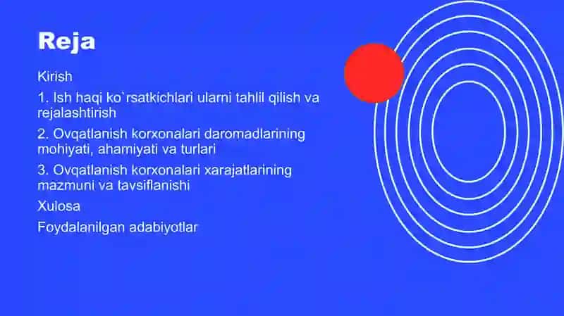 Ovqatlanish korxonalarida ish haqi, daromadlari va xarajatlari 2