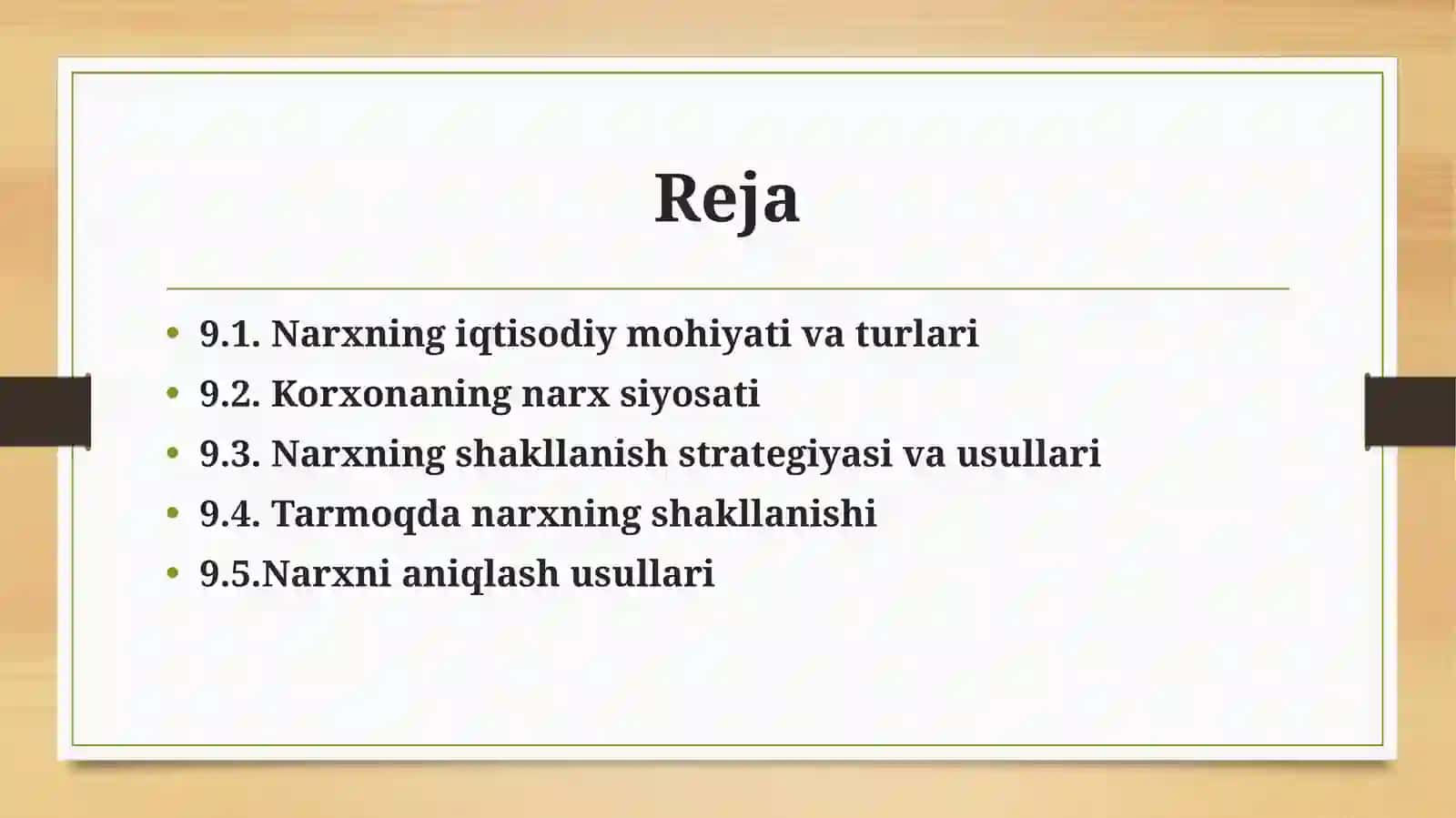 Korxonamahsulotlariga (xizmatlarini ishlarini)narxinishakllantirish 2