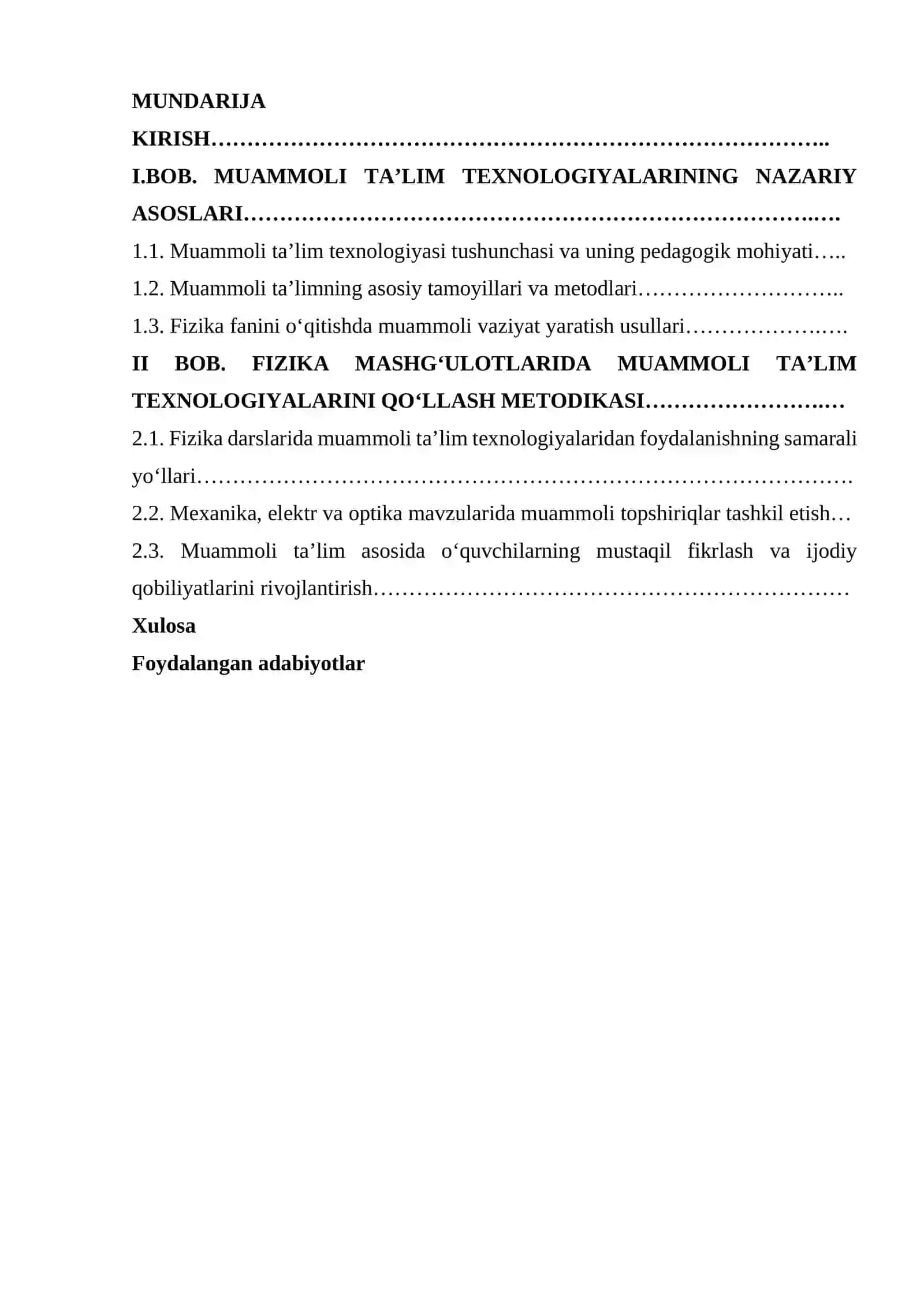 Fizikadan mashg‘ulotlarda muammoli ta’lim texnologiyalaridan foydalanish. 2
