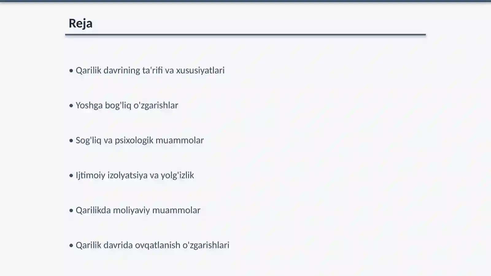 Qarilik davri yish inqirozlari haqida malumot 2