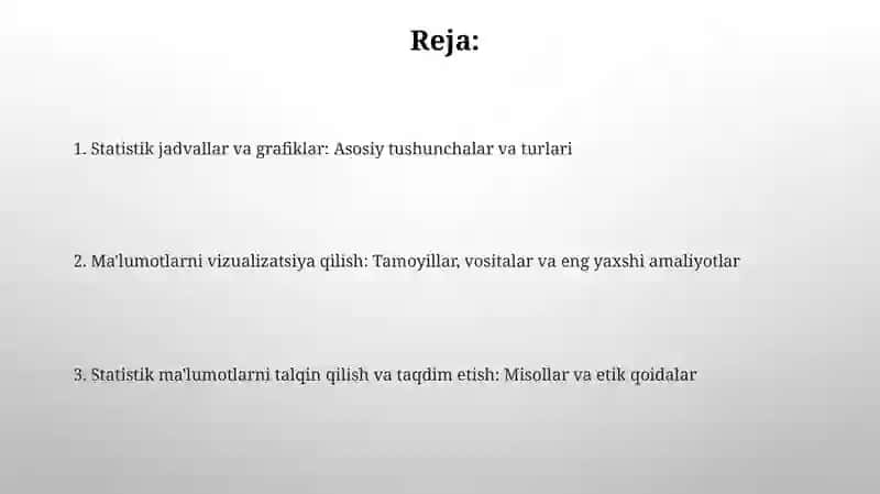Statistik jadvallar va grafiklar 2