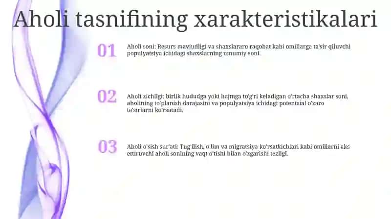 Populyatsiyalarning Umumiy Tasnifi Asosiy Xususiyatlari 2