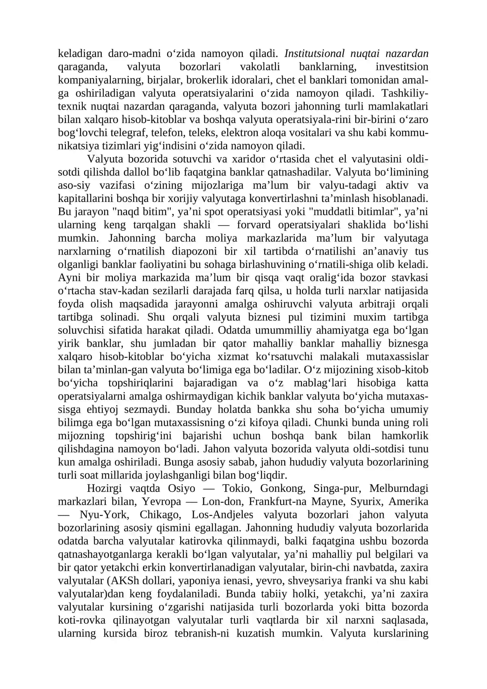 Xalqaro valyuta bozori va valyuta operatsiyalarining xalqaro moliya munosabatlaridagi ahamiyati 2