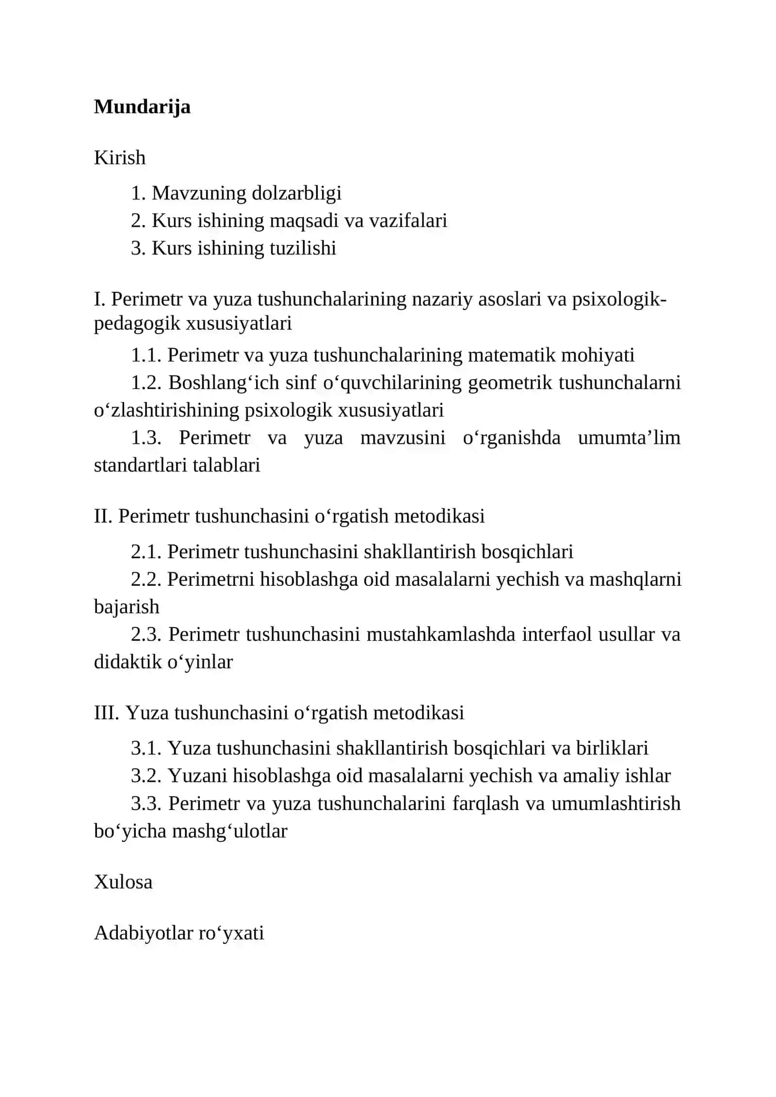 BOSHLANG‘ICH SINFLARDA PERIMETR VA YUZA TUSHUNCHALARINI O‘RGATISH METODIKASI 2