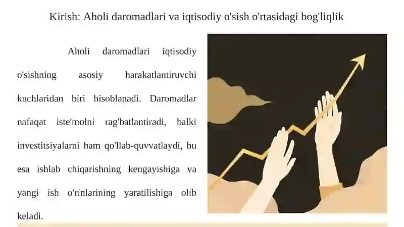 Aholi daromadlarining iqtisodiy sektorlar rivojlanishiga ta’siri 2