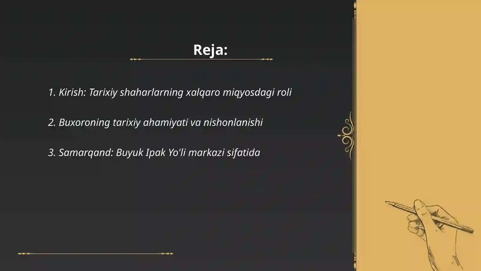 Tarixiy shaharlar (Buxoro, Samarqand, Marg'ilon, Qarshi, Toshkent, Xiva, Shahrisabz) yubileylarining xalqaro miqyosda keng nishonlanishi 2