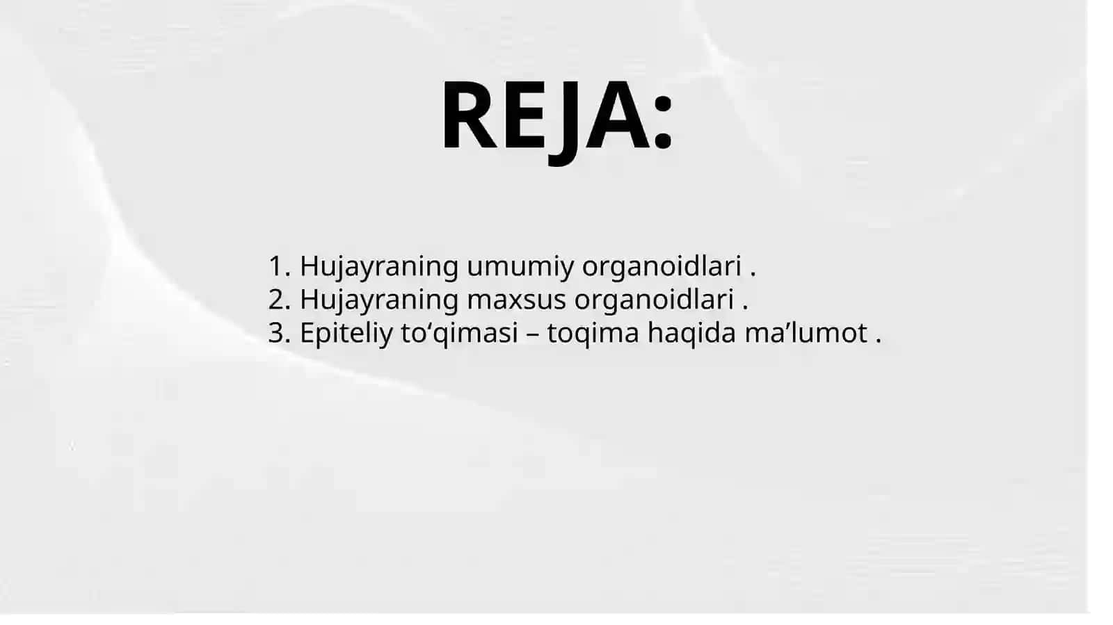 Hujayraning umumiy va maxsusorganoidlariva ularning vazifalari. Epiteliy haqida 2