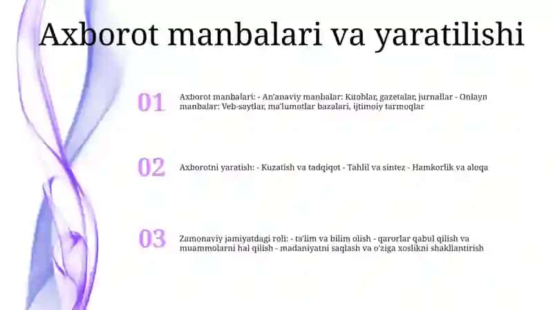 Axborotni Jamiyatda Tutgan OʻRni 2