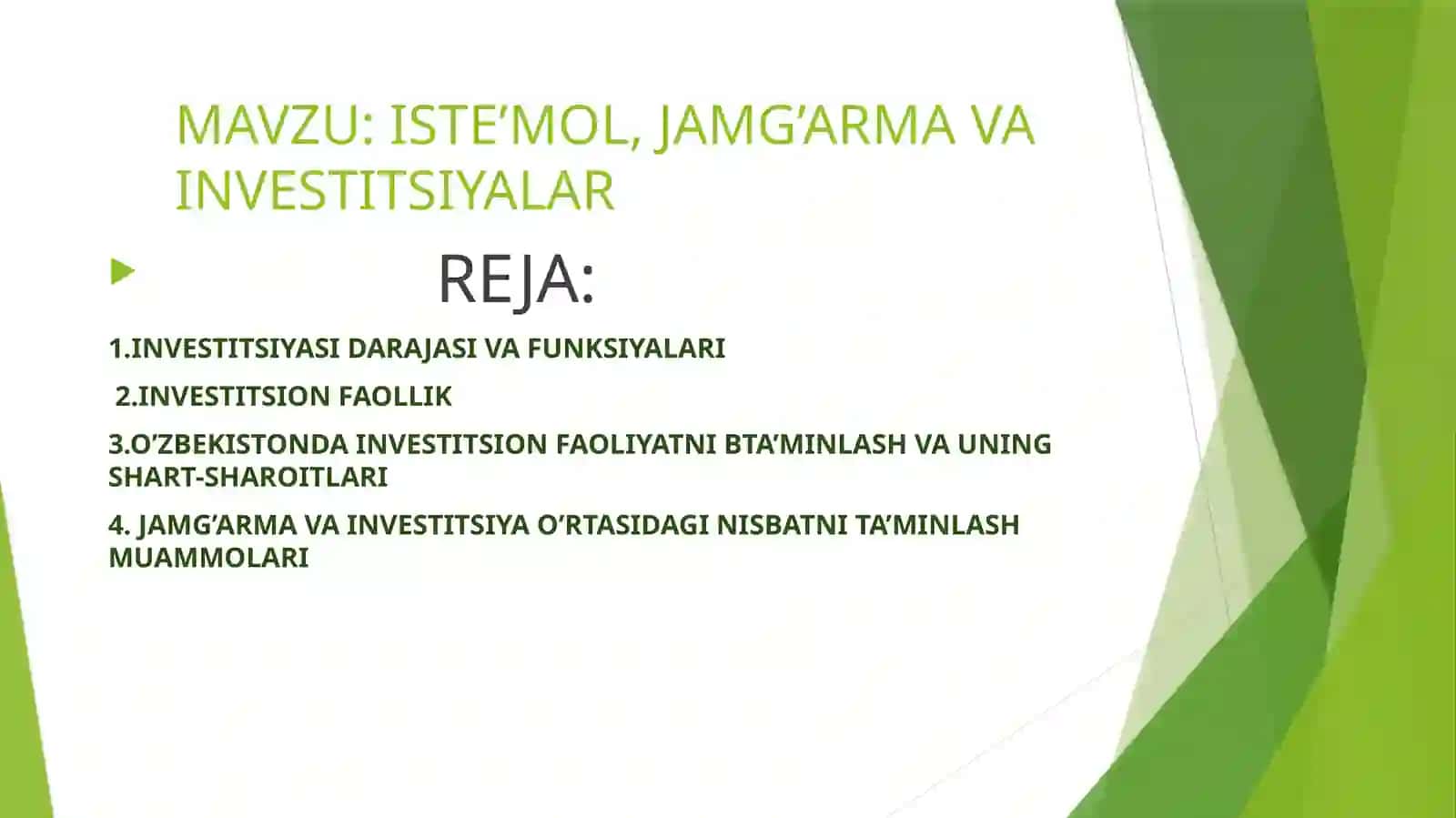Istе’mоl, Jаmg’аrmа Vа Investitsiyаlаr 2