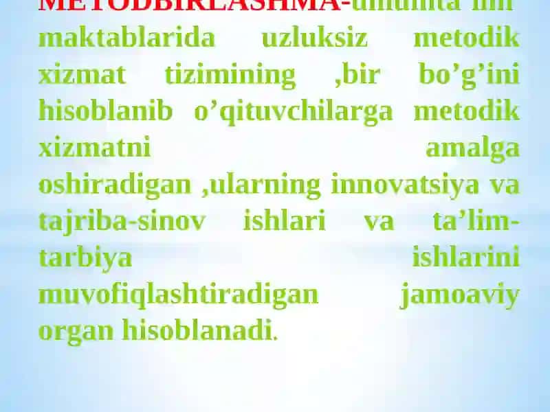 METOD BIRLASHMALARI FAOLIYATINI TASHKIL ETISH TARTIBI 2