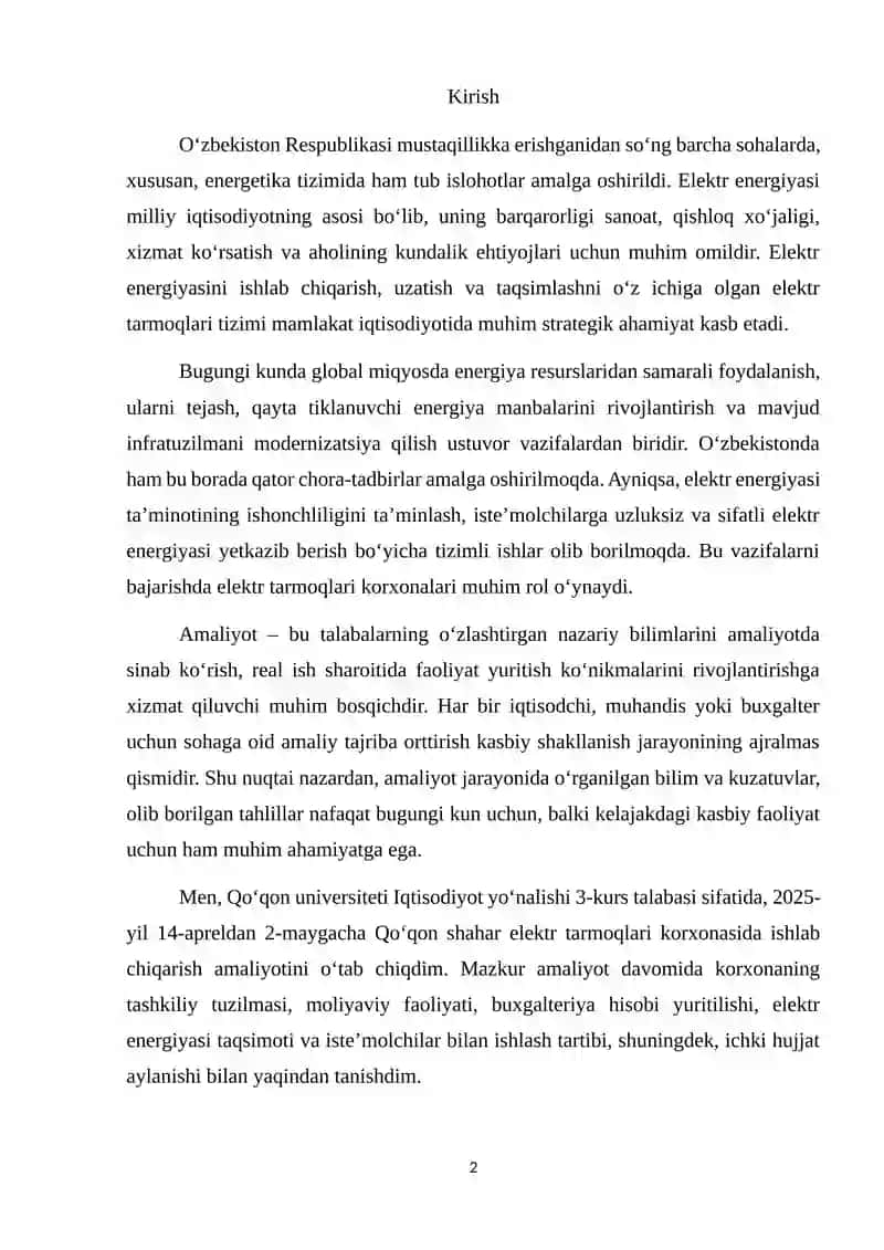 Elektr energiyasining ishlab chiqarilishi, uzatilishi va taqsimlshining tizimi 2